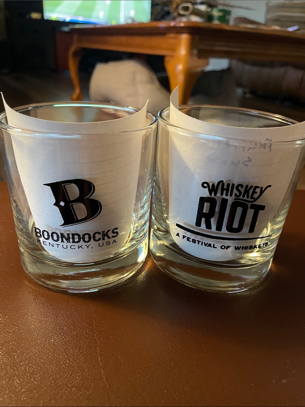 2 Clear Glass Whiskey Rocks Glasses - Black Logo